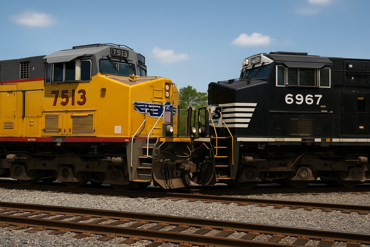 Freight train on a rail line