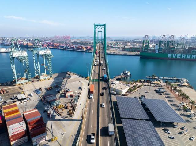 Vincent Thomas Bridge at the Port of Los Angeles