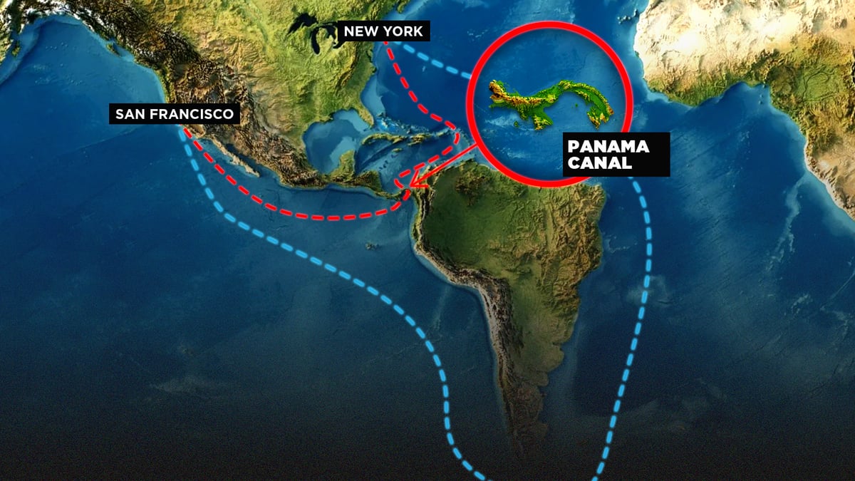 Ship transiting the Panama Canal