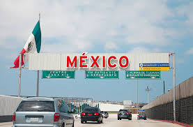 Trucks at the U.S.-Mexico border crossing