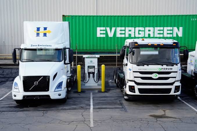 Electric truck at the port